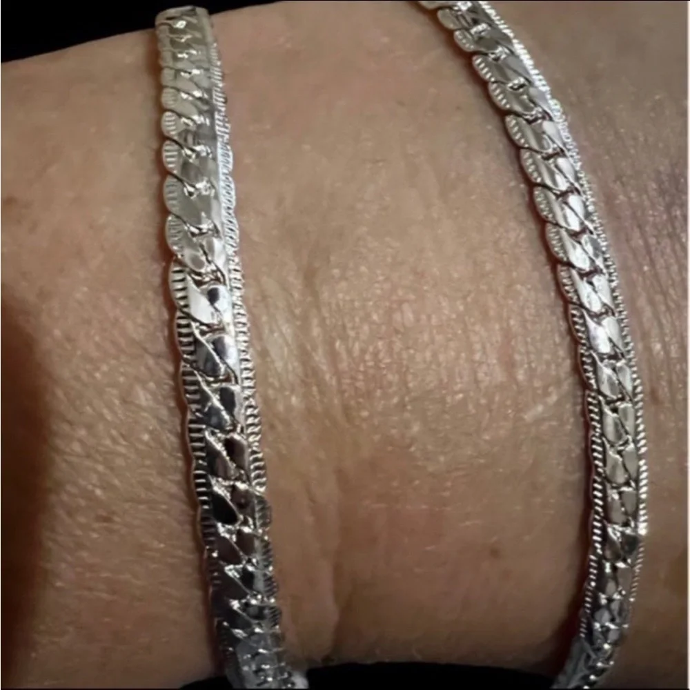 18k white gold over Titanium 26” chain 5mm heavy plating